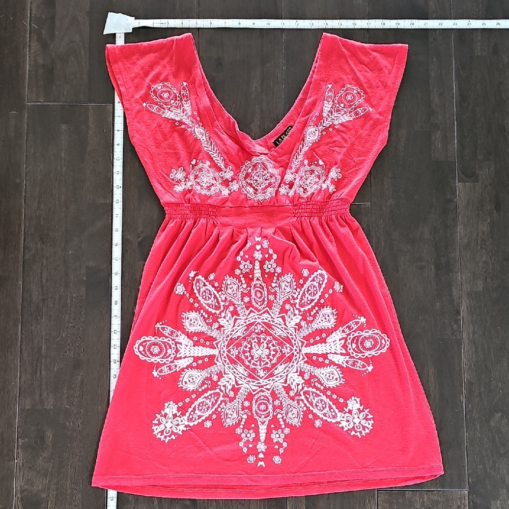 Red Dress with White Design